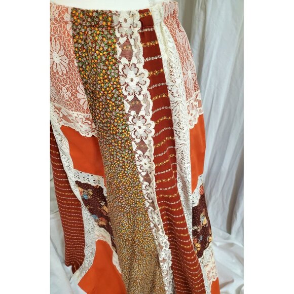 Carefree Fashions Patchwork Hippie Maxi Skirt Womens XL Floral Boho Fall Lined - Picture 6 of 16